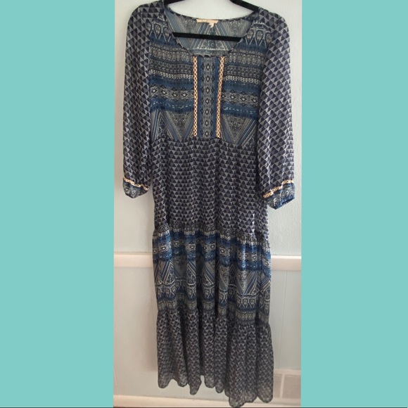 Anthropologie New Geometry Tiered Maxi Dress - Picture 2 of 11